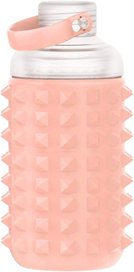 Design Possible Peach Glass Water Bottle with Spike Silicone Sleeve