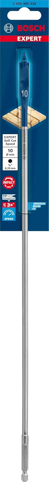 Bosch EXPERT Self Cut Speed Spade Drill Bit 10 mm Hex Shank 400 mm view 2