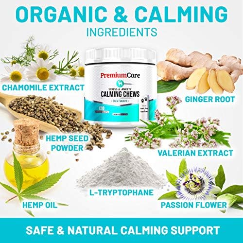 [PremiumCare] 강아지 불안,분리,짖음,스트레스,천둥번개 도움 간식Made In USA - 120 Chews