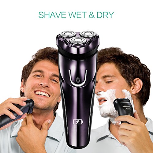 ORIA Electric Shaver, Rechargeable Shaving Razors, Waterproof Wet Dry Men's Rotary Shavers Pop-up Trimmer, Adapter not Included - Thumbnail 4