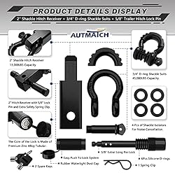 AUTMATCH Shackle Hitch Receiver 2 Inch - 3/4" D