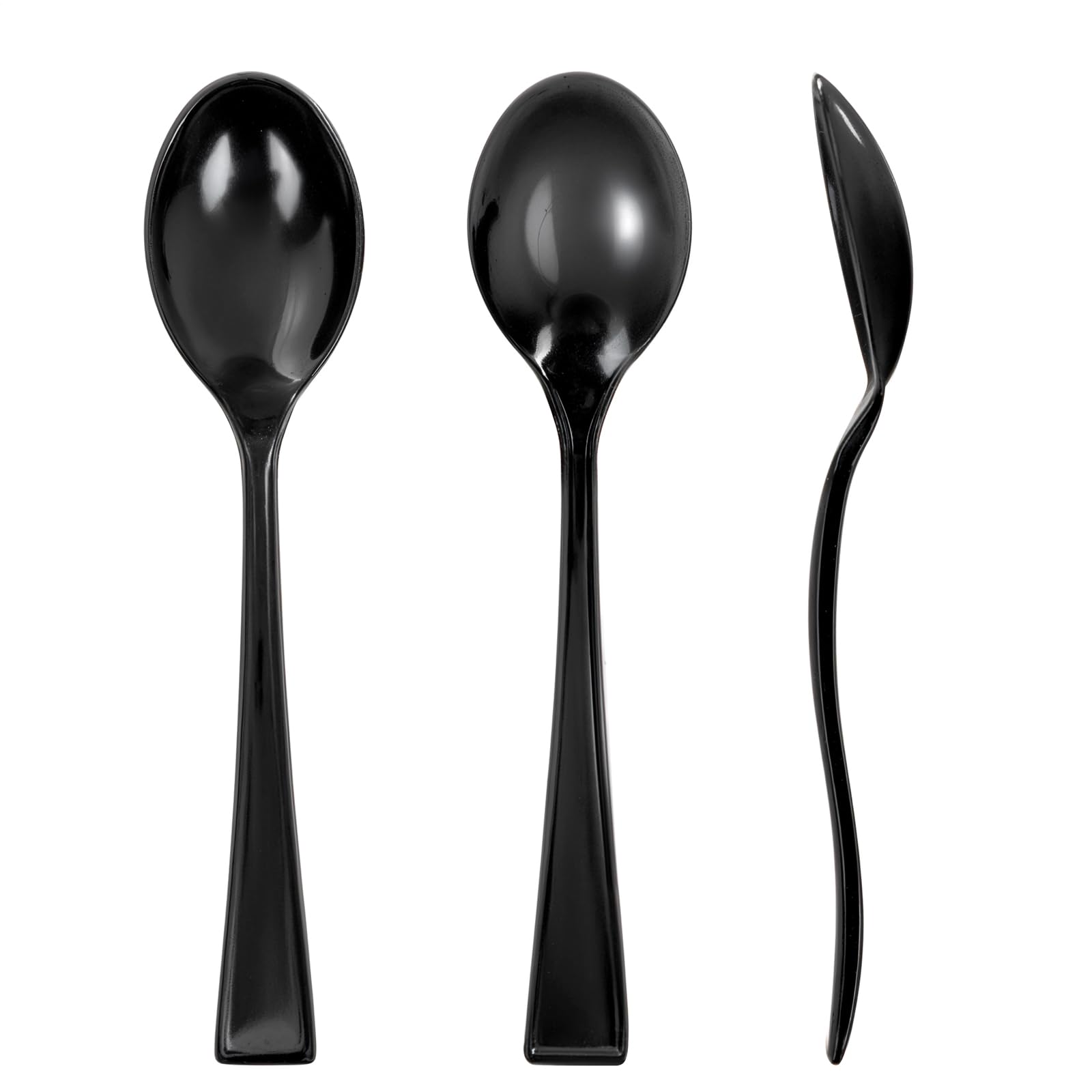 Photo 1 of WDF 300 Pieces Black Plastic Mini Spoons-4 Inches Black Plastic Tasting Spoons for Desserts-Heavy Duty Plastic Spoons Perfect for Coffee/Cake/Desserts/Appetizers for Halloween New Year/Graduation