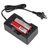 UltraFire 18650 Battery and Charger Rechargeable Lithium Battery 3000mAh MAX 3.7V (2 Pack) and Li-ion Battery Charger for Handheld Flashlight Torch