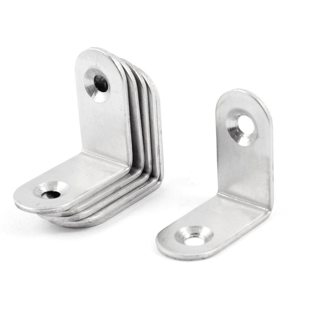 Sourcingmap 6 Pcs 30mm x 30mm Stainless Steel Corner Brace Joint Right Angle Bracket 2 Hole Stainless Steel
