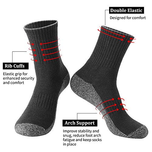 Youerls Sport Socks Men Cushioned Casual Crew Socks Thick Socks Cotton Work Socks for Men Women Breathable School Socks for Boy Hiking Running Trekking Walking Athletic Socks 5 Pairs, Size UK 6-10