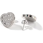 Heart Earrings For Women Trendy Stud Earrings For Men, Gold Plated Hypoallergenic Cubic Zirconia Earrings Studs, Iced Earrings Jewelry Christmas Earrings Mothers Day Gifts