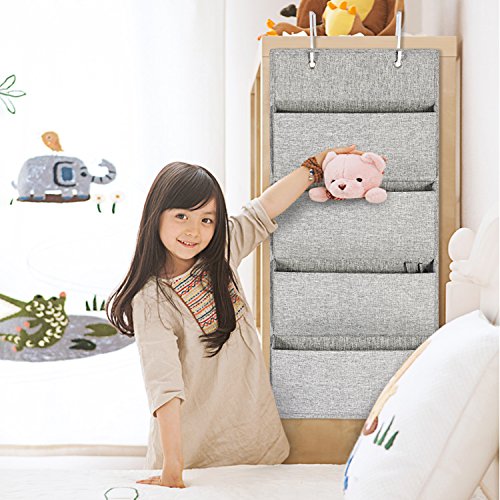 Over The Door Office Organizer, MaidMAX Wall Mount Fabric Office Supplies Storage Organizer with 4 Pockets for File Folders Notebooks Planners
