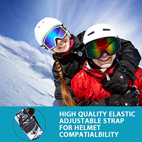 YEEONE Ski Snowboard Goggles Fit Over Glasses with Ski Mask, Anti Fog