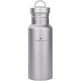 Boundless Voyage Titanium Water Bottle with Lid Wide Mouth Leak-Proof Reusable Sport Drinking Bottle for Camping Hiking Climbing Running Tea Coffee (550ml)