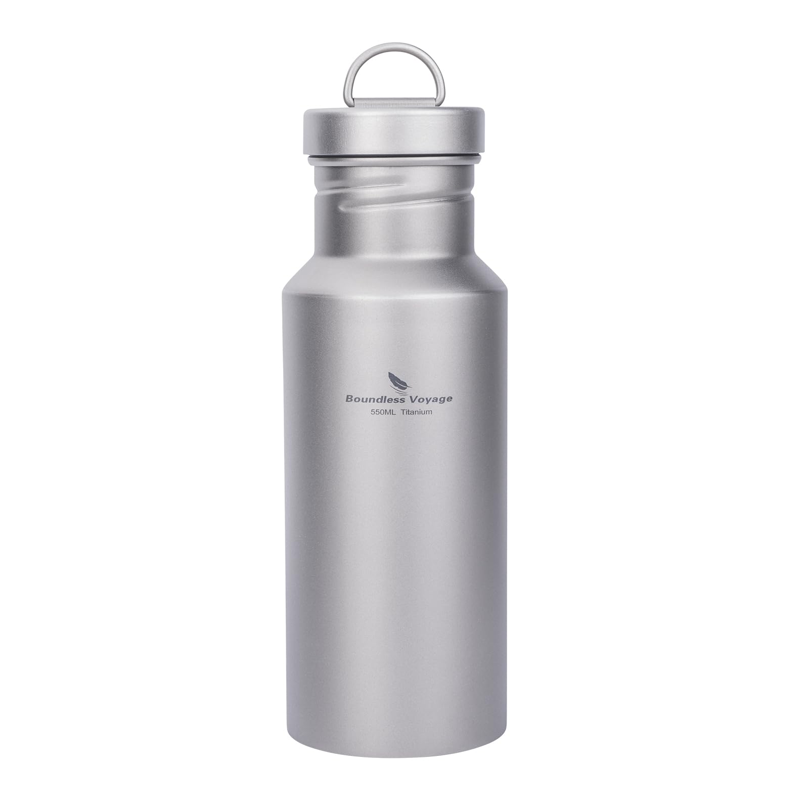 iBasingo Titanium Water Bottle Outdoor Camping Single Layer Metal Drinking Flask Wide Mouth Leak-Proof Reusable Sport Cycling Hiking Picnic Climbing Running Tea Coffee Beverage Bottle (550ml Ti3252D)