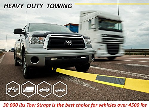 Tow Strap Heavy Duty, Recovery strap - Soft Snatching - 30 000 lbs 3" x 20 ft - Towing Strap with Reflective Line, Reinforced Loops + Storage Bag - Off road Tow Rope - Greatest for Heavy Duty Vehicle - Thumbnail 4