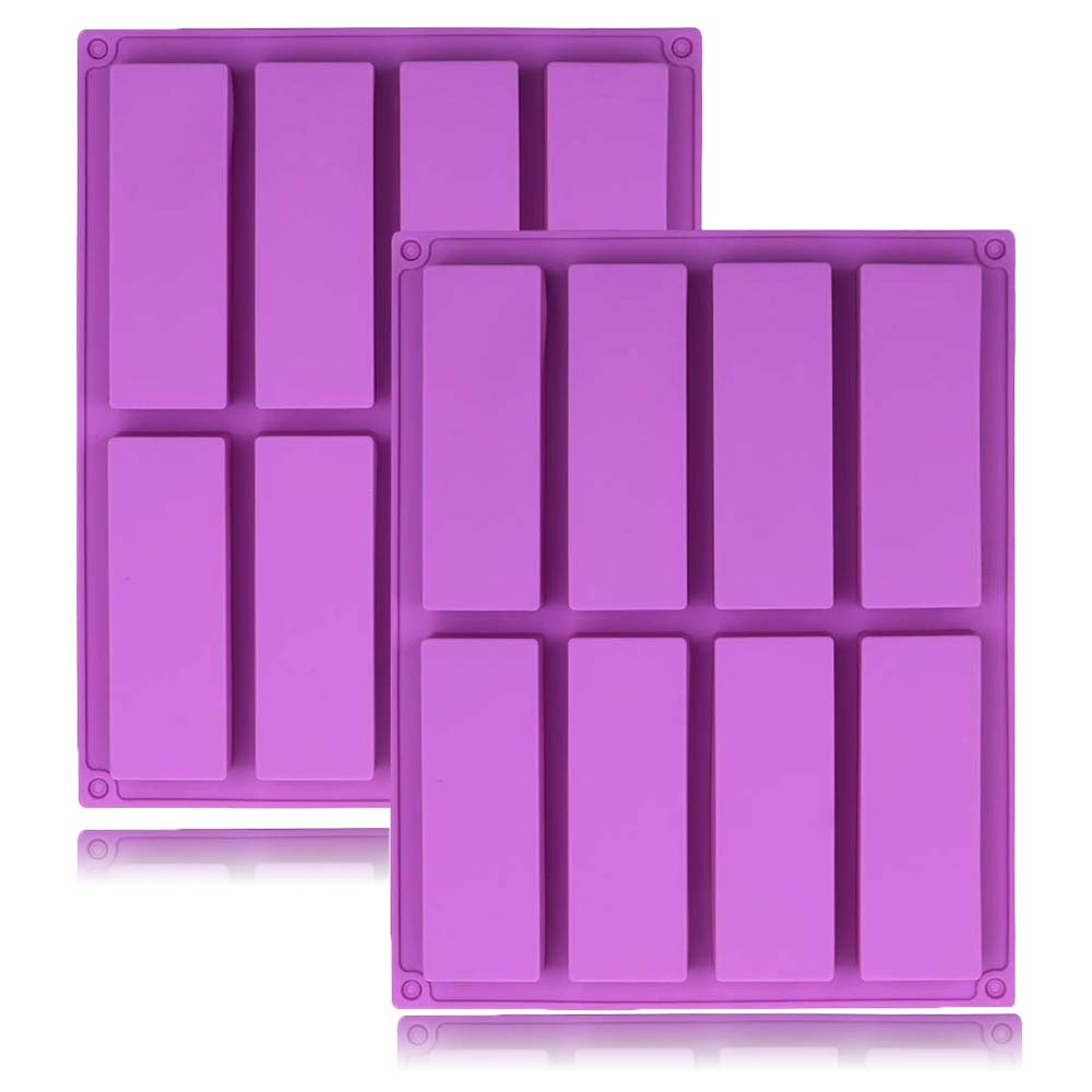 2 Pieces 8 Cavity Rectangle Granola Bar Silicone Mold/Nutrition/Cereal Bar Molds Energy Bar Maker for Chocolate Truffles, Ganache, Jelly, Candy (8 Cavity)