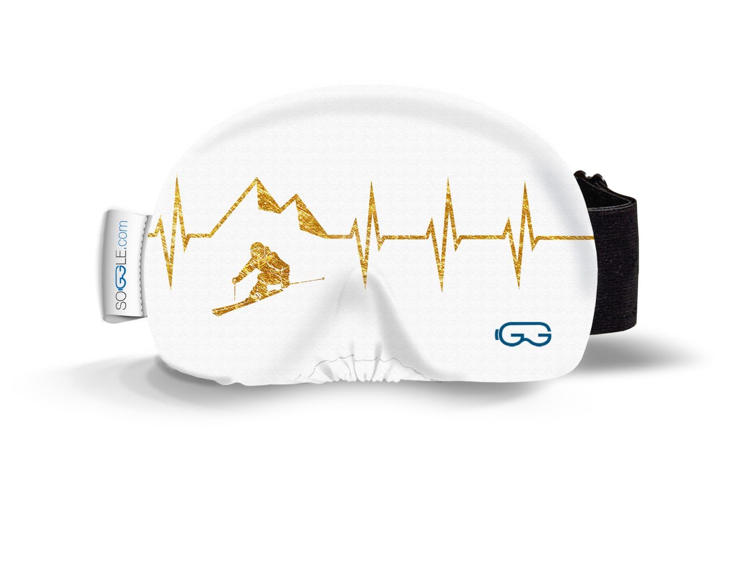 Soggle Ski Goggles Protective Microfibre Cover (One Size), Colour: Heartbeat Skier White/Gold