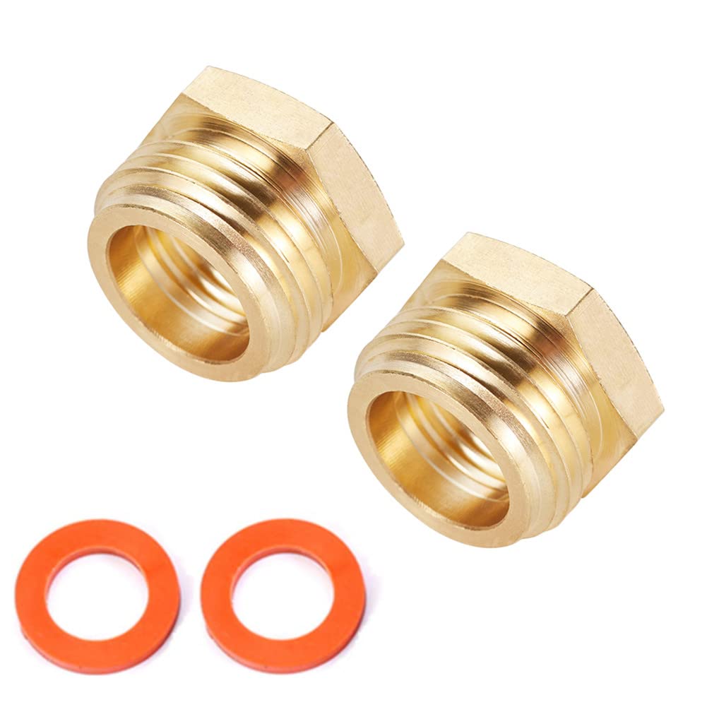 Photo 1 of Kbrotech Brass Garden Hose Adapter, 3/4”GHT Male x 1/2”NPT Female Connector,GHT to NPT Adapter Brass Fitting,Brass Garden Hose to Pipe Fittings Connect 2pcs