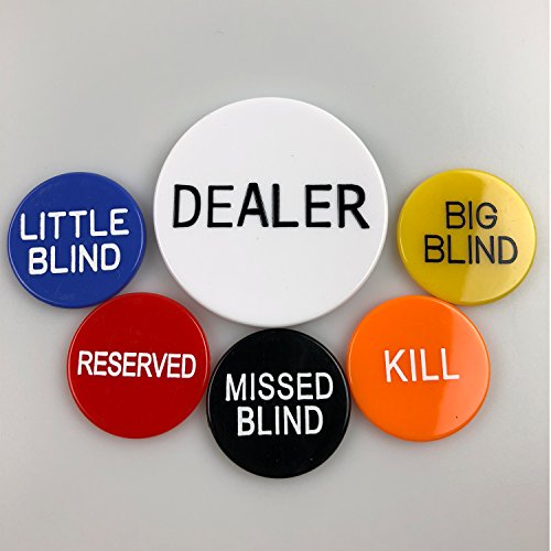 YH Poker Set of 6 Professional Casino Texas Holdem Poker Dealer Buttons