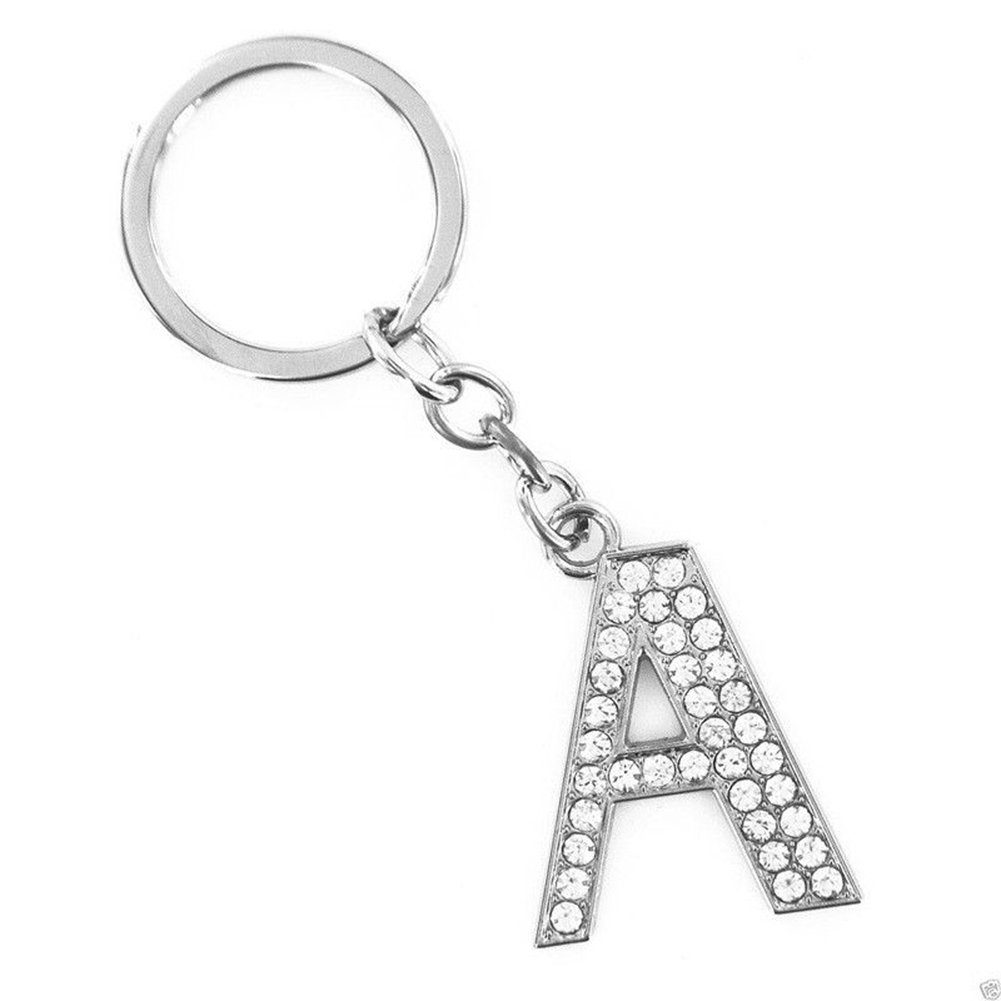 Bling Alphabet Keyring Initial Letter Unisex Rhinestone Inlaid Keychain