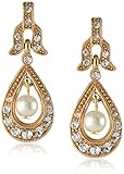 Downton Abbey Boxed Gold-Tone Crystal and Pearl Drop Earrings