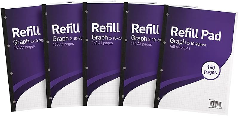 SUMMIT A4 Refill Pad Graph Ruled 2-10-20 mm 160 Pages Pack of 5