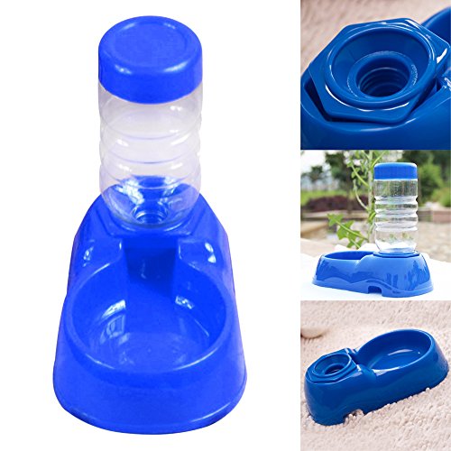 ttnight Pet Dog Puppy Cat Automatic Water Dispenser Food Dish Bowl Feeder (Blue)