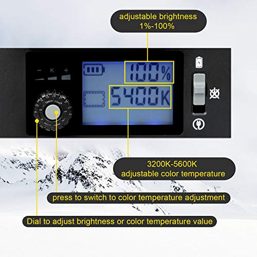 Bi-Color LED Video Light Panel, CRI95 Dimmable 1%-100% Photography Rig Lighting on Camera Camcorder YouTube Video Photo Shooting 3200K-5600K with Battery - Thumbnail 2