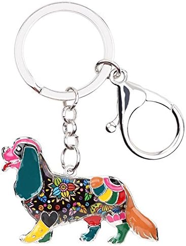 Cavalier King Charles Spaniel Dog Key Chain Key Ring Pom Gift Women Girl Bag Pendant Charm Fashion (MultiColor)