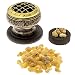 Alternative Imagination Premium Bundle of Black Carved Brass Incense Holder with Frankincense Resin. Comes with 10 Charcoal