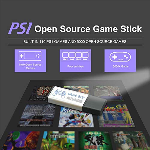 Mini Game Stick USB Flash Drives 64GB Game Memory Stick with 3Port Hub Mini Games Plug and Play Accessories Includes 5000 Games