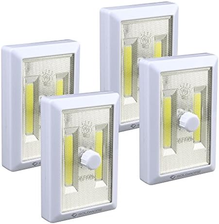 Closet Lights , Dimmable COB LED Cordless Switch Light ,4 Pack Tap Lights Battery Operated,Stick on Nightlight Wall Mount Under Cabinet,Shelf,Shed,Kitchen,Garage,Attic,RV