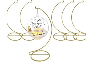 BANBERRY DESIGNS Brass Finish Ornament Display Stands - Set of 6 Metal Ornament Hangers - 9-Inch Stand - Terrarium Displayer - Christmas Display Accessory - 9"H x 3"D