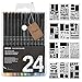 Fineliner Pens, Outgeek Bullet Supplies Journal Drawing Pens No Bleed Pens 24 Color and 12PCS Stencil Notebook Diary Scrapbook DIY Drawing Templates Plastic Planner Kit