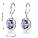 Jewelry Set, J.MOSUYA 925 Sterling Silver Plated Rainbow Mystic Topaz Ring Earring Necklace Set for Women
