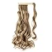 Wrap Around Synthetic Ponytail Clip in Hair Extensions One Piece Magic Paste Pony Tail Long Curly Wavy Soft Silky for Women Fashion and Beauty 17'' / 17 inch (light brown mix ash blonde)