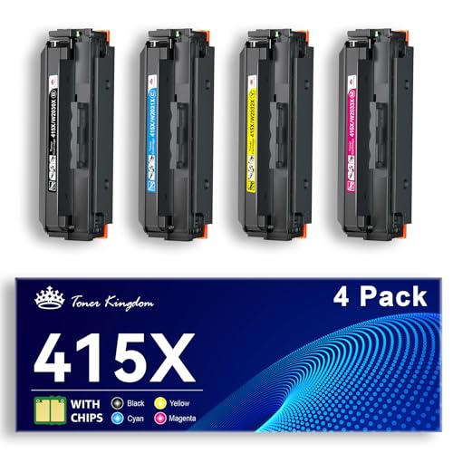 Toner Kingdom 415X M479fdw Toner with Chip Compatible with HP 415X 415A Multipack for HP Color LaserJet Pro MFP M479fdw Toner M479dw M454dw M454dn M479fdn M479fnw W2030X W2031X W2032X W203X 3X (4
