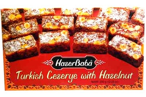 Hazer Baba Turkish Delight Candy, Cezerye with Mixed Nuts & Carrot Flavor, Coconut Dusted, Gourmet Snack Box, Vegan, Lokum, Loukumi, Delicias Turcas, Halal, Kosher, 12.3oz (350g)
