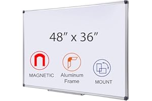 DexBoard 48 x 36-in Magnetic Dry Erase Board with Pen Tray| DexBoard Aluminum Frame Wall Mount Large Whiteboard Message Presentation White Board for Office & Classroom