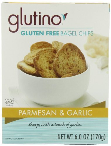 Glutino Parmesan and Garlic Bagel Chips Gluten Free 6oz (Pack of 2) by Glutino