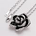 Scheppend Gold Plated Rose Flower Black Paint Rhinestone Crystal Pendant Necklace Thanksgiving Day Gift(Platinum)
