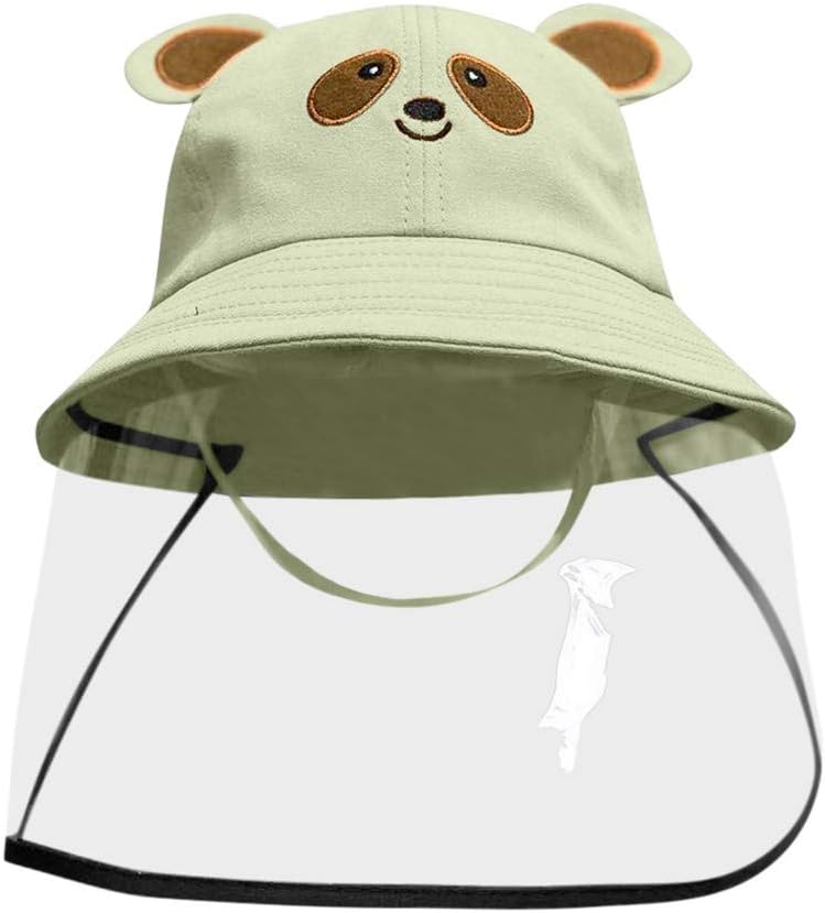 Baby Sun Hat with Face Shield Detachable Bucket Hats Dustproof Cover Kids Fisherman Cap Anti-spitting Protective Hat 4-12Y