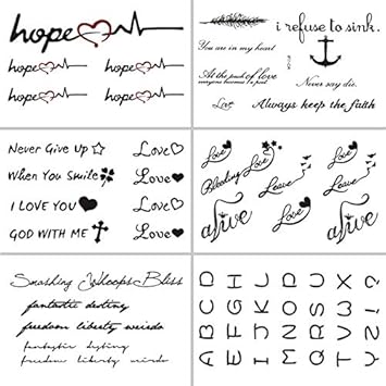 Lijinjin Sticker Tatouage Temporaire Mots Temporary Tattoo Stickers Lettre Faux Tatouage Pour Adultes Enfants Sur Body Art Ancre Tatouage Impermeable Pour Homme Femme 10 5x6cm 6pc Amazon Fr Jeux Et Jouets Lijinjin Sticker Tatouage Temporaire Mots Temporary Tattoo Stickers Lettre Faux Tatouage Pour Adultes Enfants Sur Body Art Ancre Tatouage Impermeable Pour Homme Femme 10 5x6cm 6pc Amazon Fr Jeux Et Jouets
