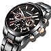 Men's Watches Luxury Diamonds Sports Casual Dress Business Watch Quartz Analog Waterproof Chronograph Date Wristwatch Stainless Steel Band Black Color