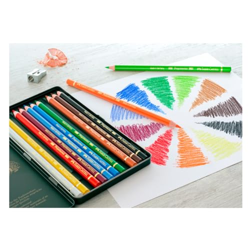 Faber-Castell Art & Graphic Polychromos Colour Pencil, Multicoloured, Tin Of 12, For Art, Craft, Drawing, Sketching, Home, School, University, Colouring
