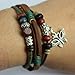 November's Chopin (TM) Butterfly Pendant Multi-strand Charm Adjustable Lucky Tribal Leather Wrap Bracelet