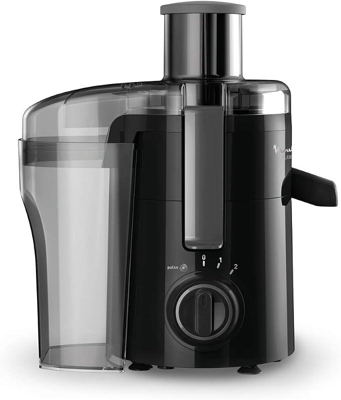 Frutelia Plus Centrifugeuse, 950 ml, 350 W, 2 vitesses, Goulot 6 cm, Filtre inox, Compact, Jus maison de fruits et légumes JU370810, Noir