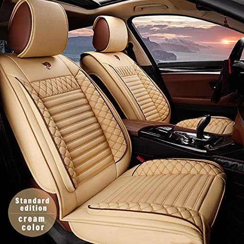5pcs Car Seat Covers For Rav4 2009-2014 2015 2016 2017 2018,Classic Soft Waterproof Full Set PU Leather Car Front/Rear Seat Pads(Beige)
