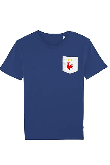 T Shirt à Poche Coq 2 étoiles Football 100 Coton Bio