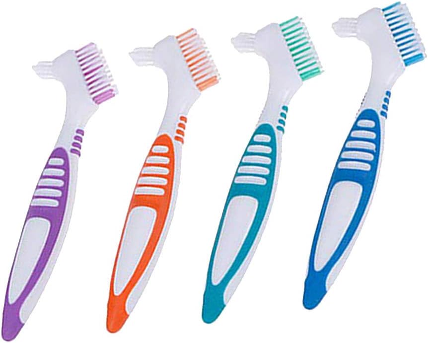 Bonarty 4 Pack Denture Brushes Multi-Layered Y-Shape Food Residue Cleaner Toothbrush: Health & Personal Care