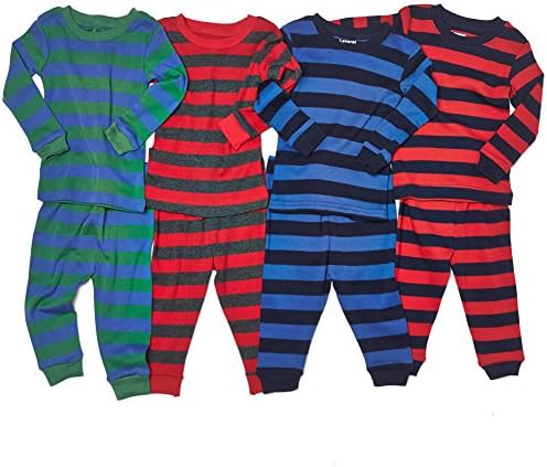 Leveret Boys "Striped" 2 Piece Pajama Set Top &amp; Pants 100% Cotton (Size Toddler-14 Years)