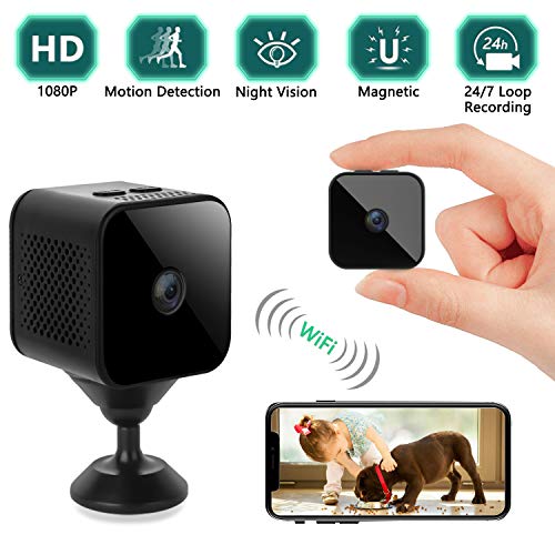 Mini Spy Camera Wireless Hidden, 1080P WiFi Portable Small Covert Home Nanny Security Cam with Motion Detection and Night Vision, Indoor/Outdoor Micro IP Security Surveillance Hidden Camera