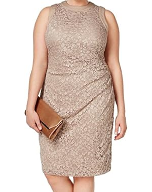 Calvin Klein Womens Plus Crochet Lace Sheath Dress