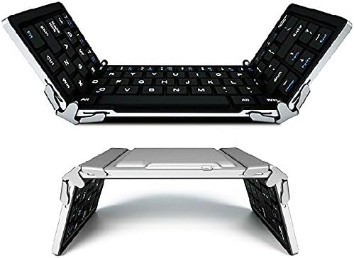 Perfect Portable Bluetooth Keyboard Foldable Wireless Keyboard Connects With iOS, Windows & Android Smartphones And Tablet- Durable Battery- USB Port Included, Smart Design- Lightweight, Silver